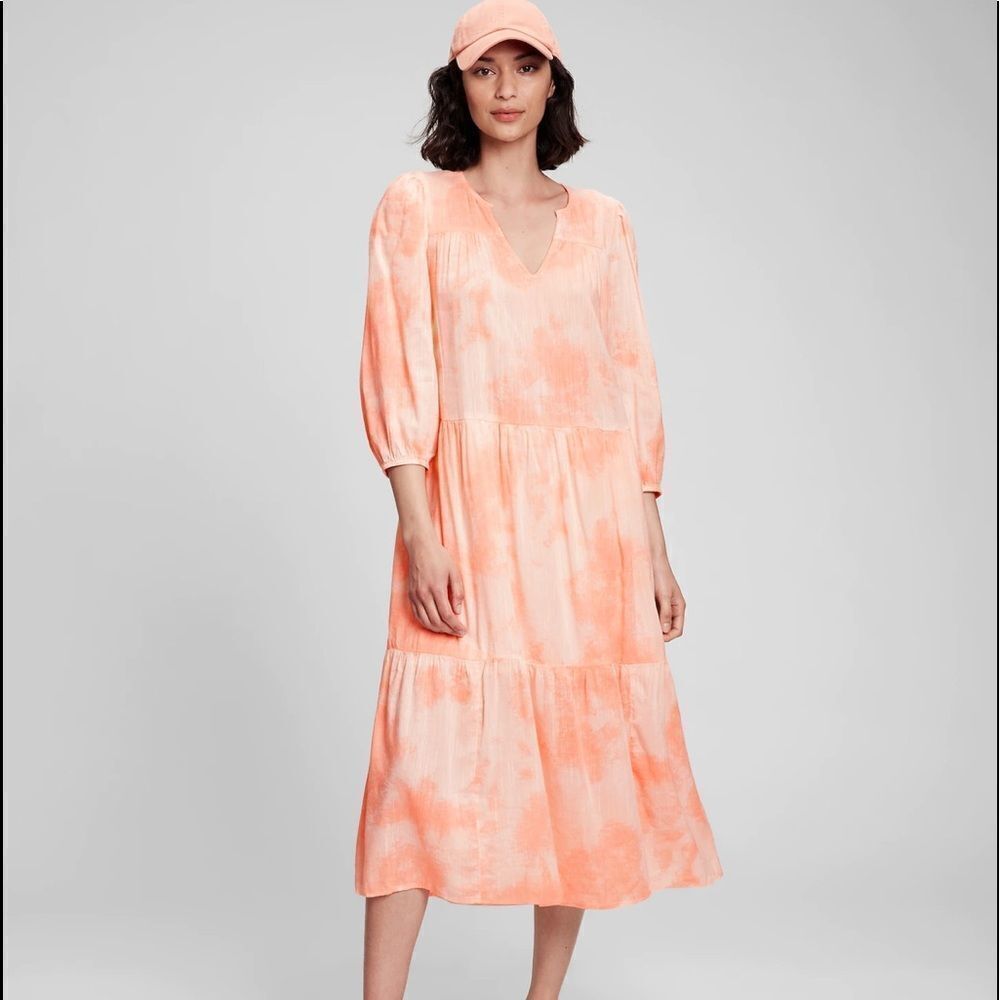 Gap V-Neck Tiered Midi Dress M petite nwt